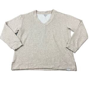 Orvis V-Neck Sweatshirt Womens Medium Oatmeal Heather Excellent Modal Blend Slit